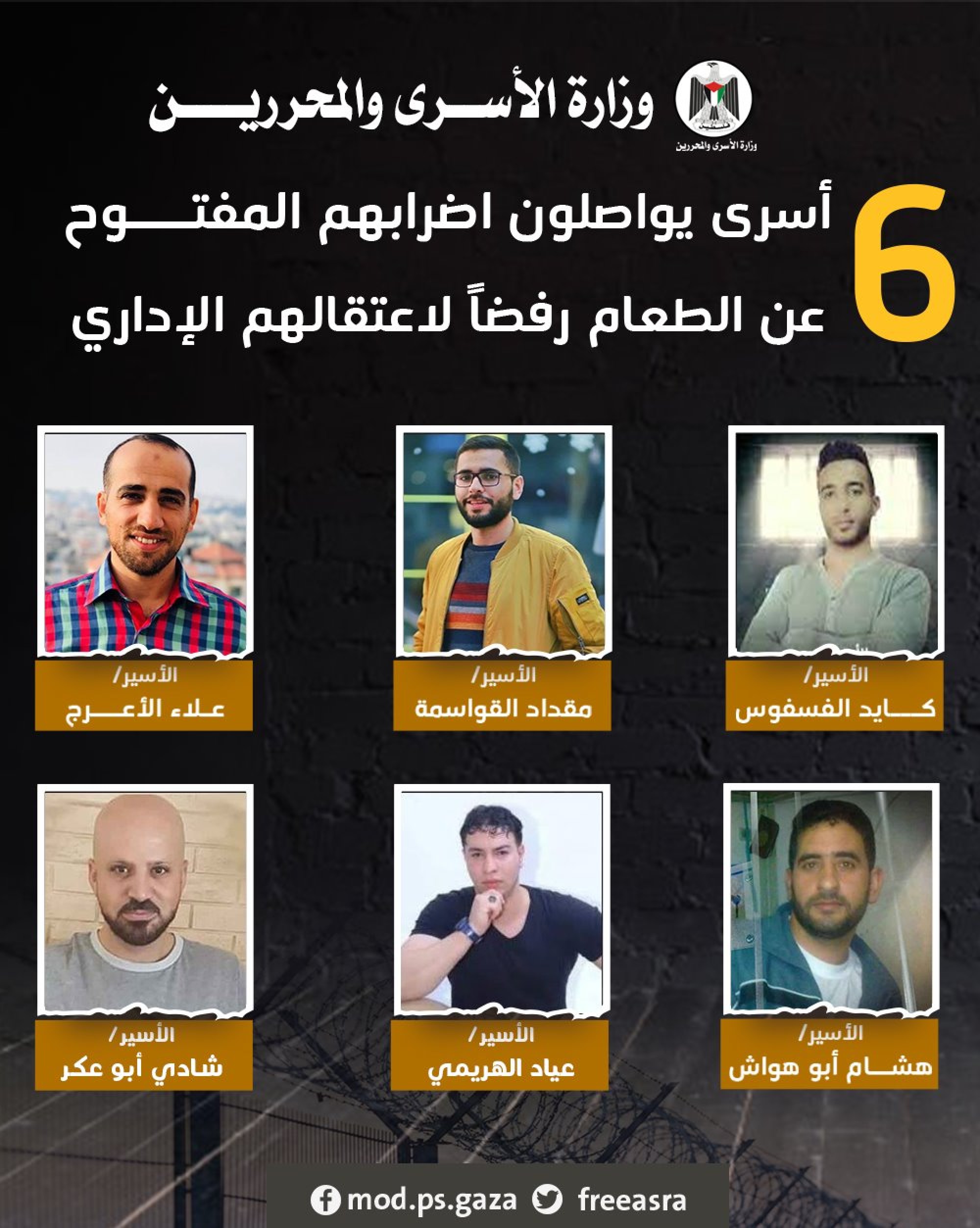 وزارة الأسرى : ستة أسرى في سجون الاحتلال يواصلون اضرابهم عن الطعام رفضا للاعتقال الإداري-1